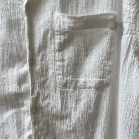 Standard Cloth White Casual Button Down Shirt with Textured Fabric - Picture 4 of 14